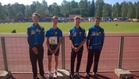 Uuden seuraennätyksen tehnyt P15 joukkue Jaakko Matilainen (vas.), Tomi Salmela, Mauno Havukorpi ja Aaron Utulahti
